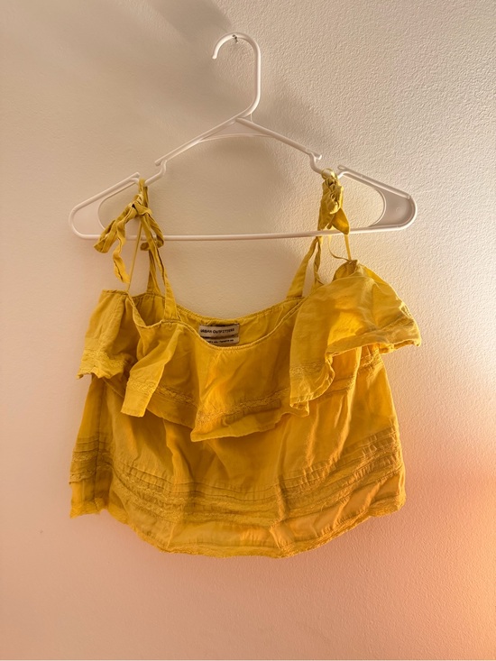 Urban Outfitters Tops - Urban Outfitters Yellow Ruffle Tie-Shoulder Tank Top Size M